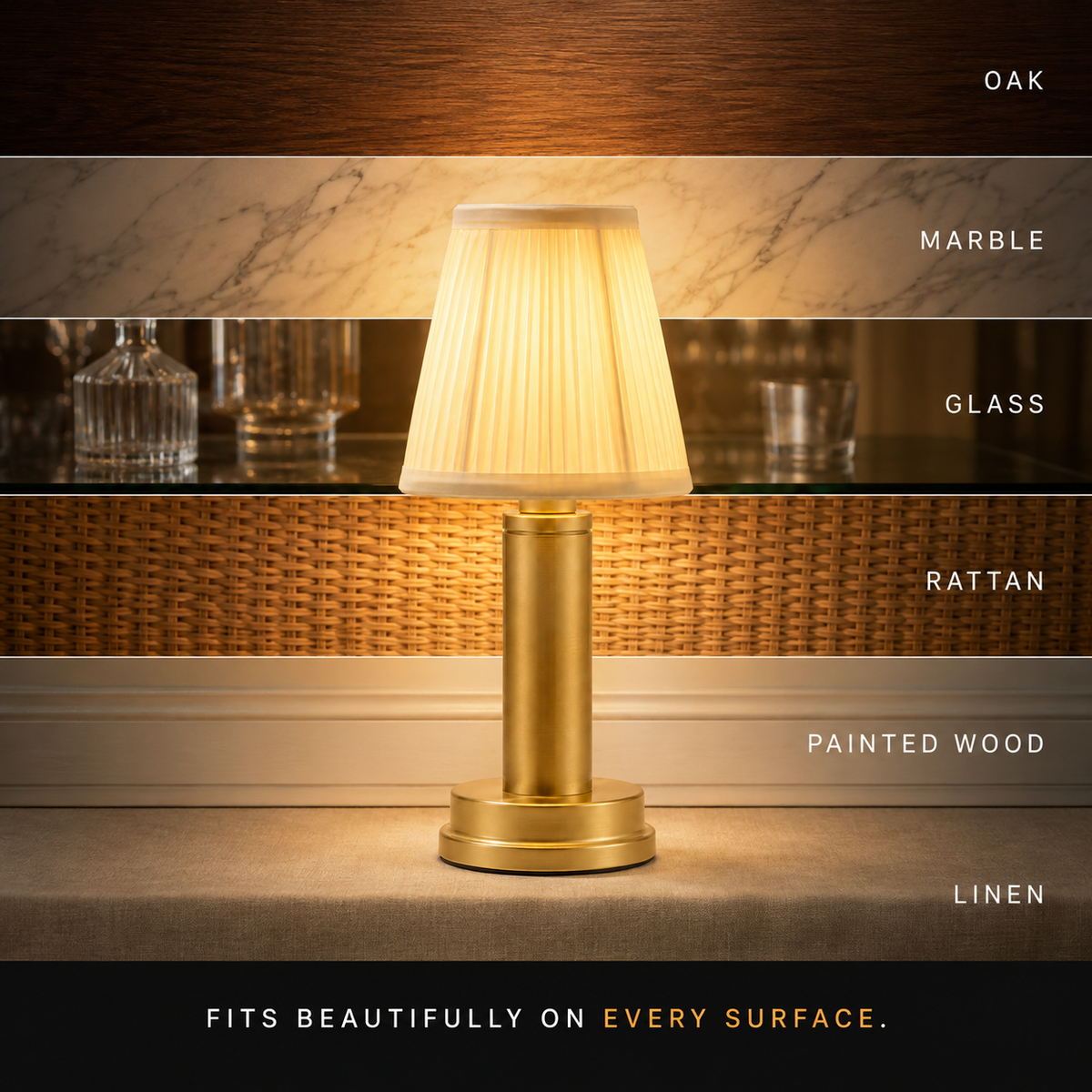 Bedside Table Lamp, Cordless Rechargeable Design, Aluminum Alloy And Fabric, Three Color Temperatures 5