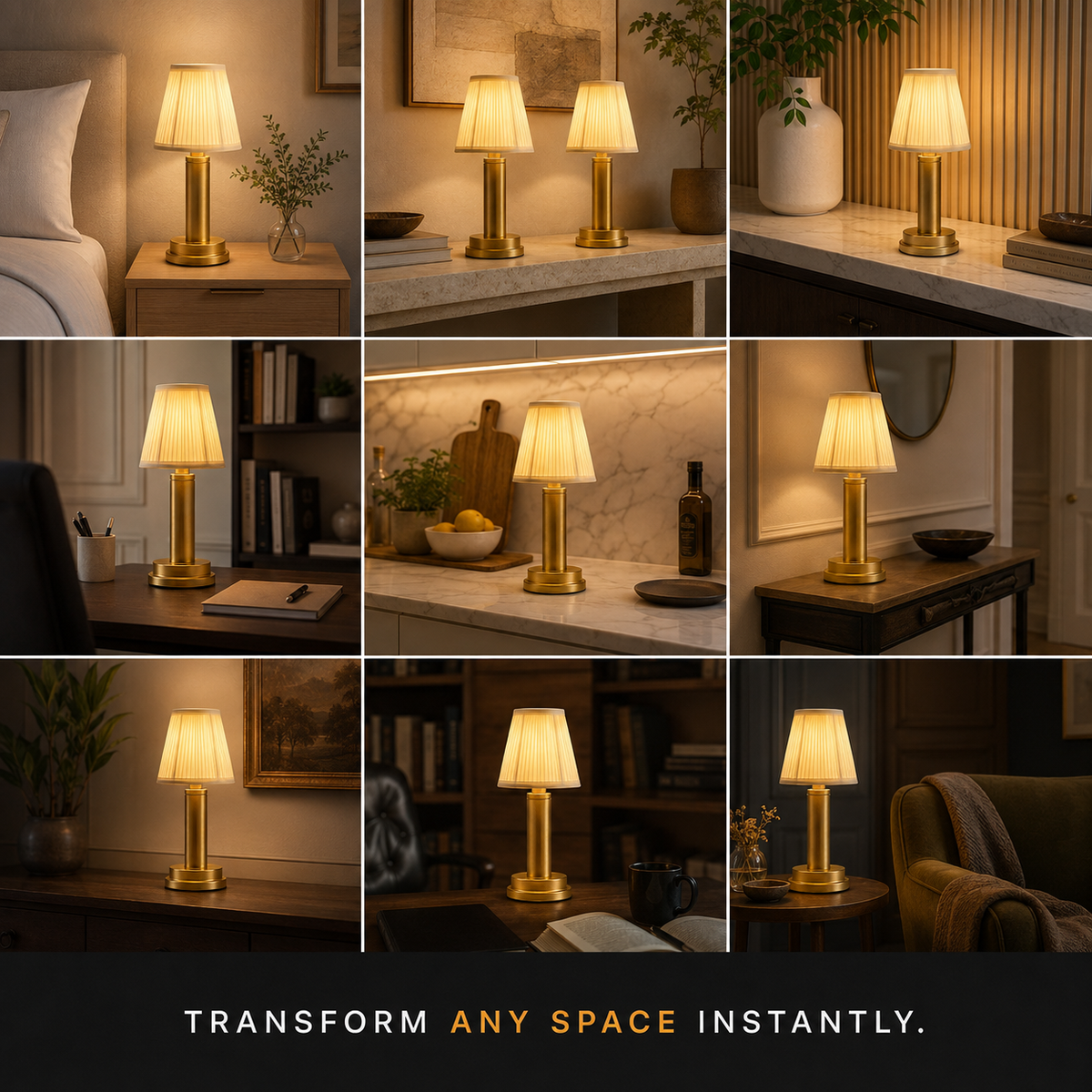 Bedside Table Lamp, Cordless Rechargeable Design, Aluminum Alloy And Fabric, Three Color Temperatures 7