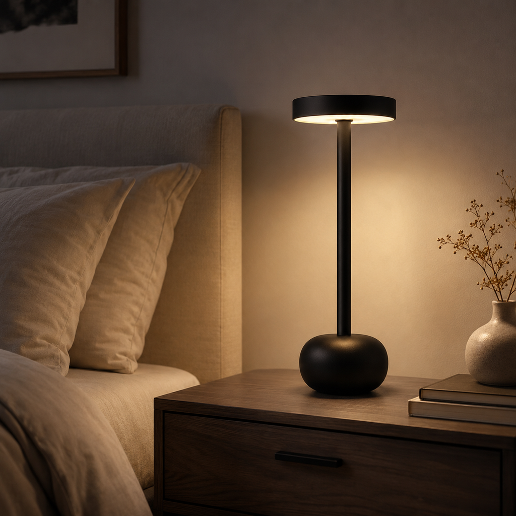 Black Rechargeable Table Lamp – Stepless Dimming, Cordless 2