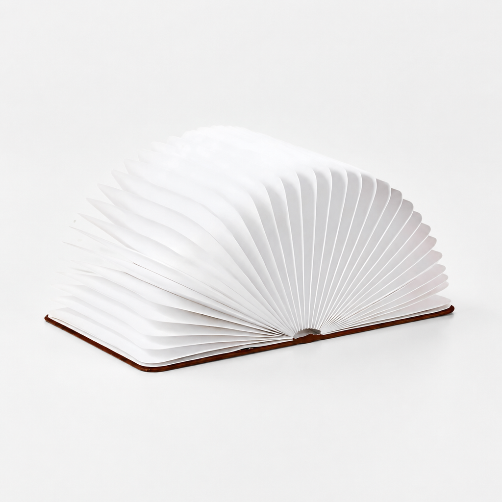 Book Lamp | 360 Degree Foldable Rechargeable Light, Wood And Paper, Natural 6