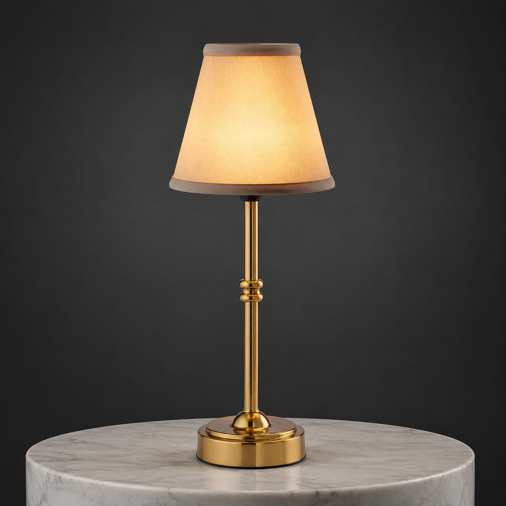 Cordless Table Lamp | Rechargeable Touch Dimming, Interchangeable Fabric Shade, Gold And Silver 3