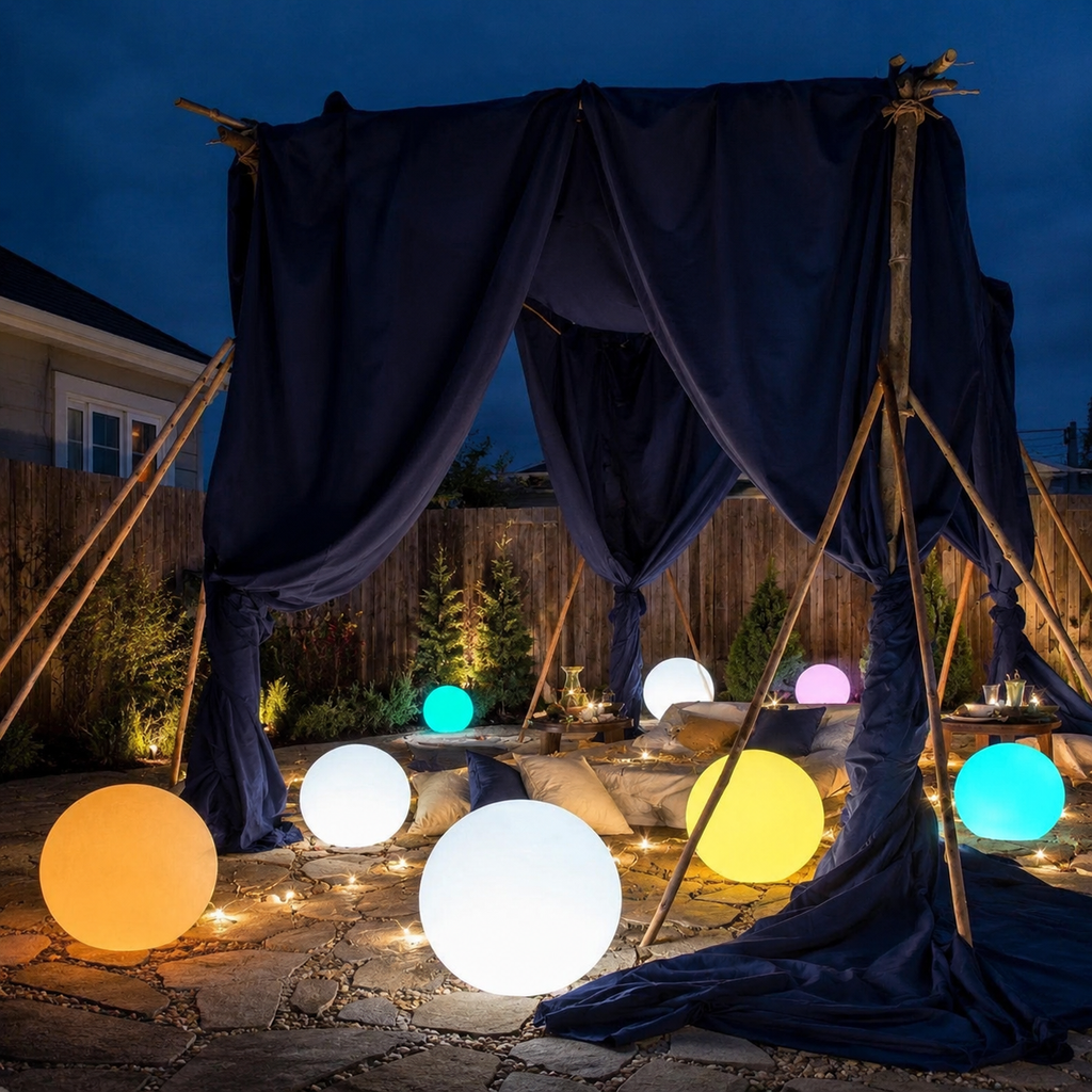 Floating Pool Lights, Rechargeable RGB LED With Remote Control, PVC, White 4