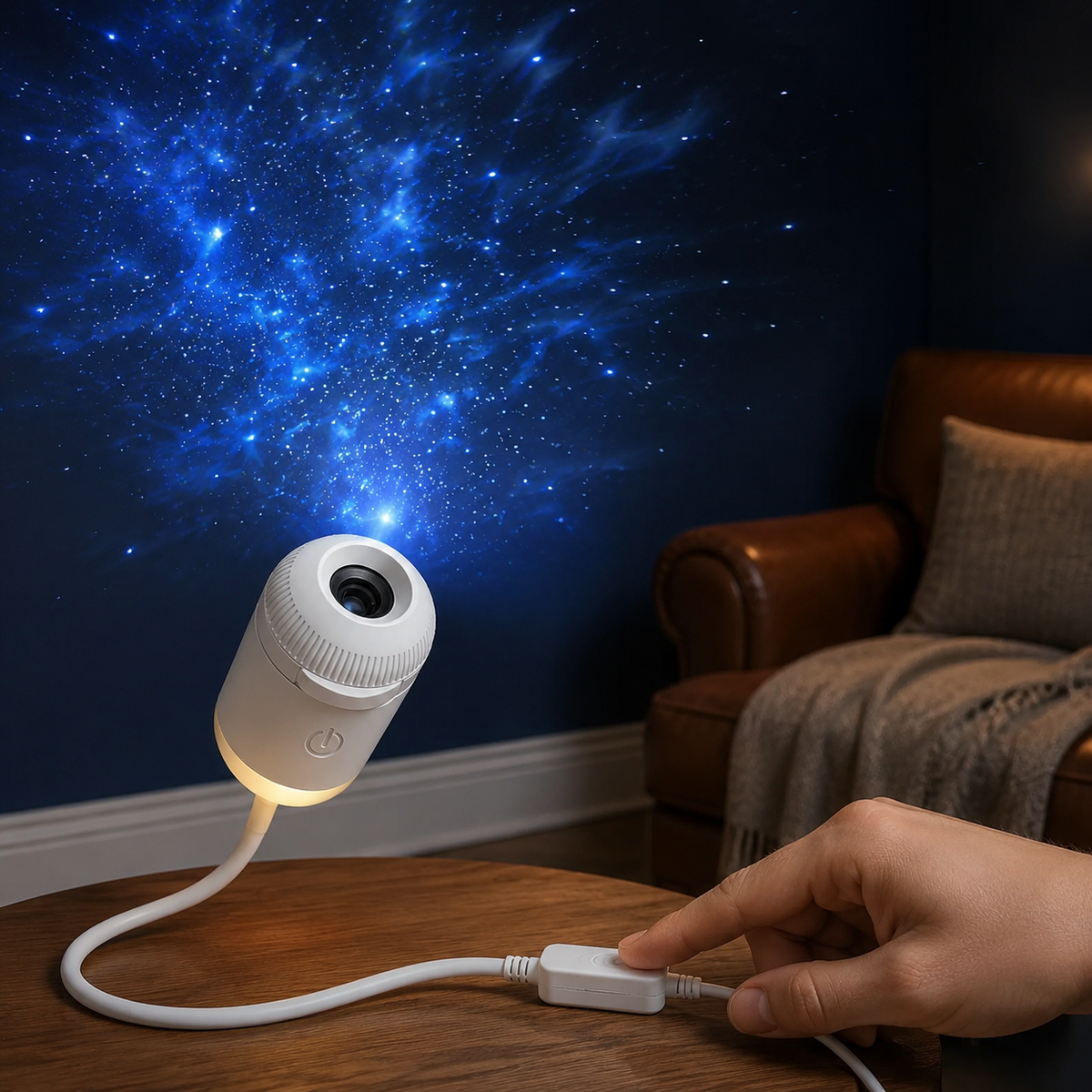 Galaxy Projector | 10 Swappable Star Slides, USB Powered Flexible Neck, White 3