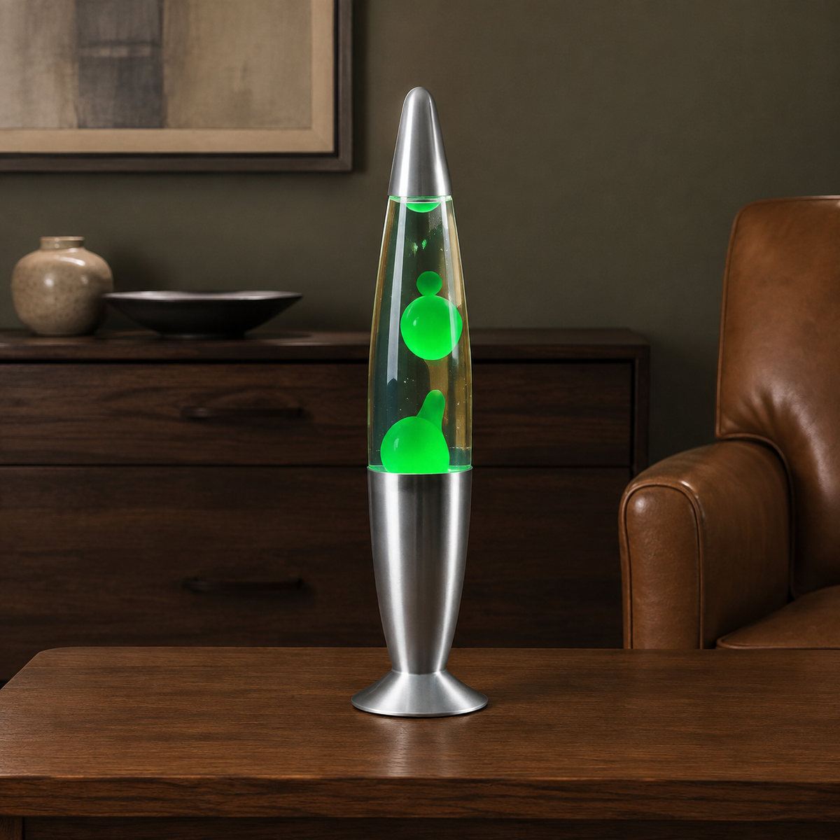 Lava Lamp | Color Changing Wax Motion Light, Glass And Aluminum, Red 2