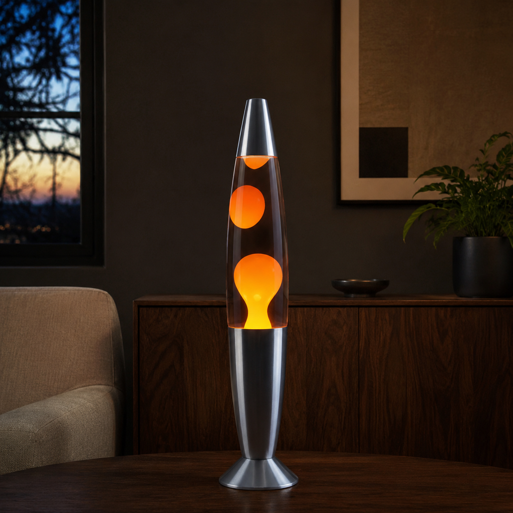 Lava Lamp | Color Changing Wax Motion Light, Glass And Aluminum, Red 4