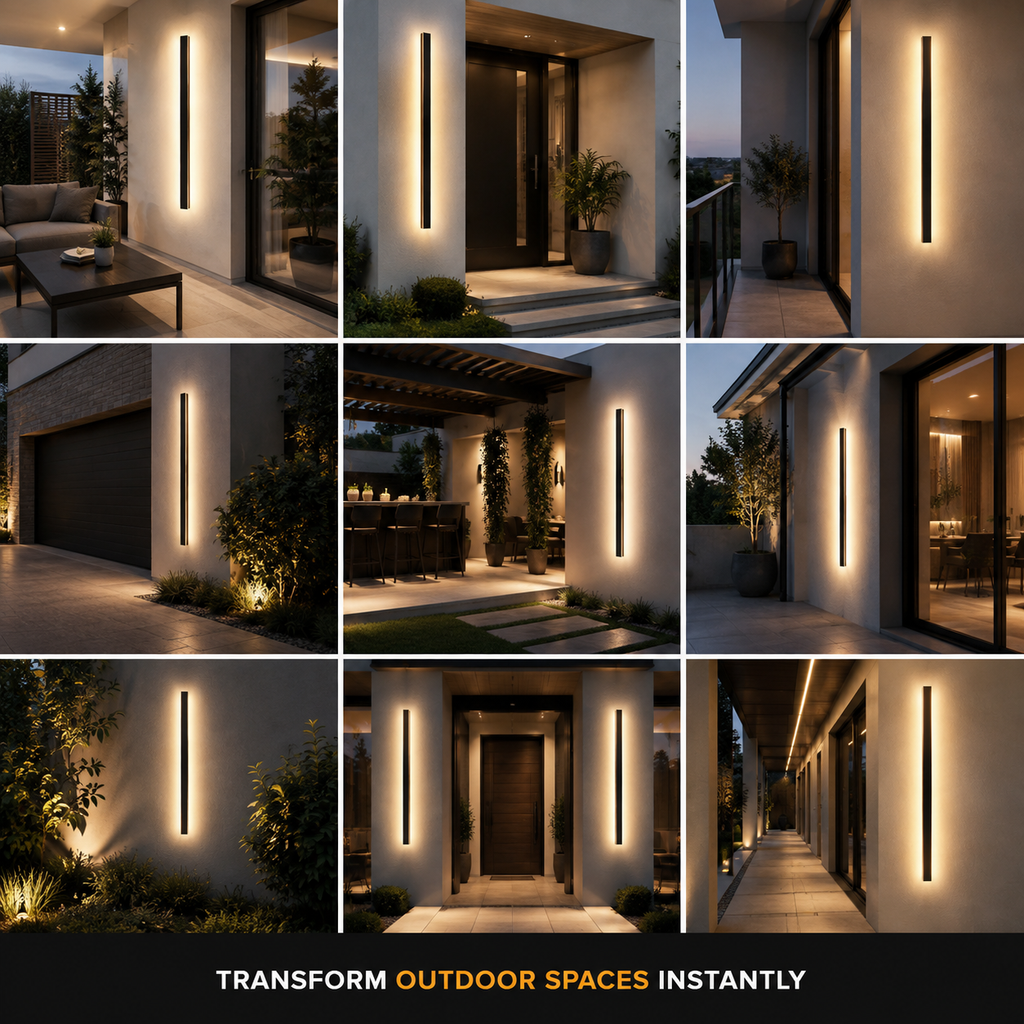 Linear Outdoor and Indoor Wall Sconce, Metal And Acrylic, LED Lighting 12