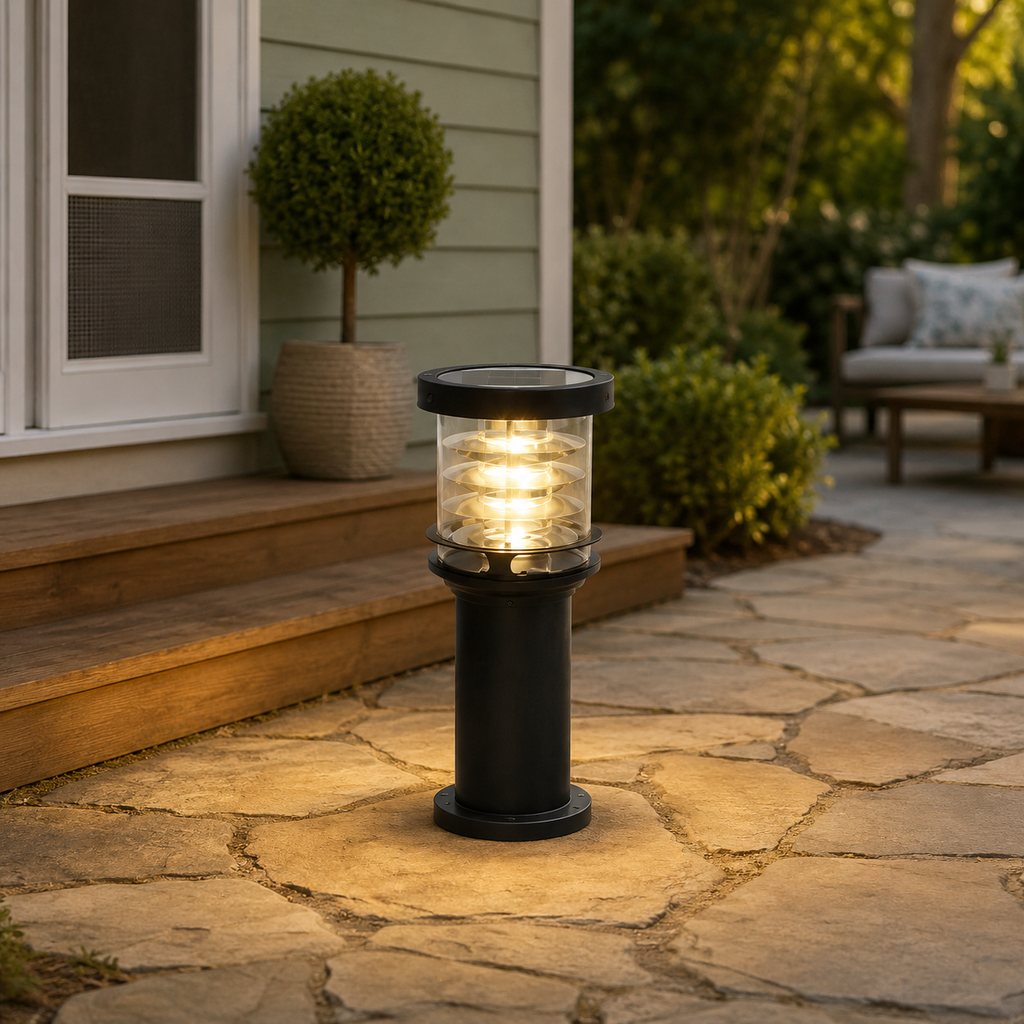 Outdoor Landscape Light, Tiered Cylinder Design, Die Cast Aluminum, Warm White 3000K 5