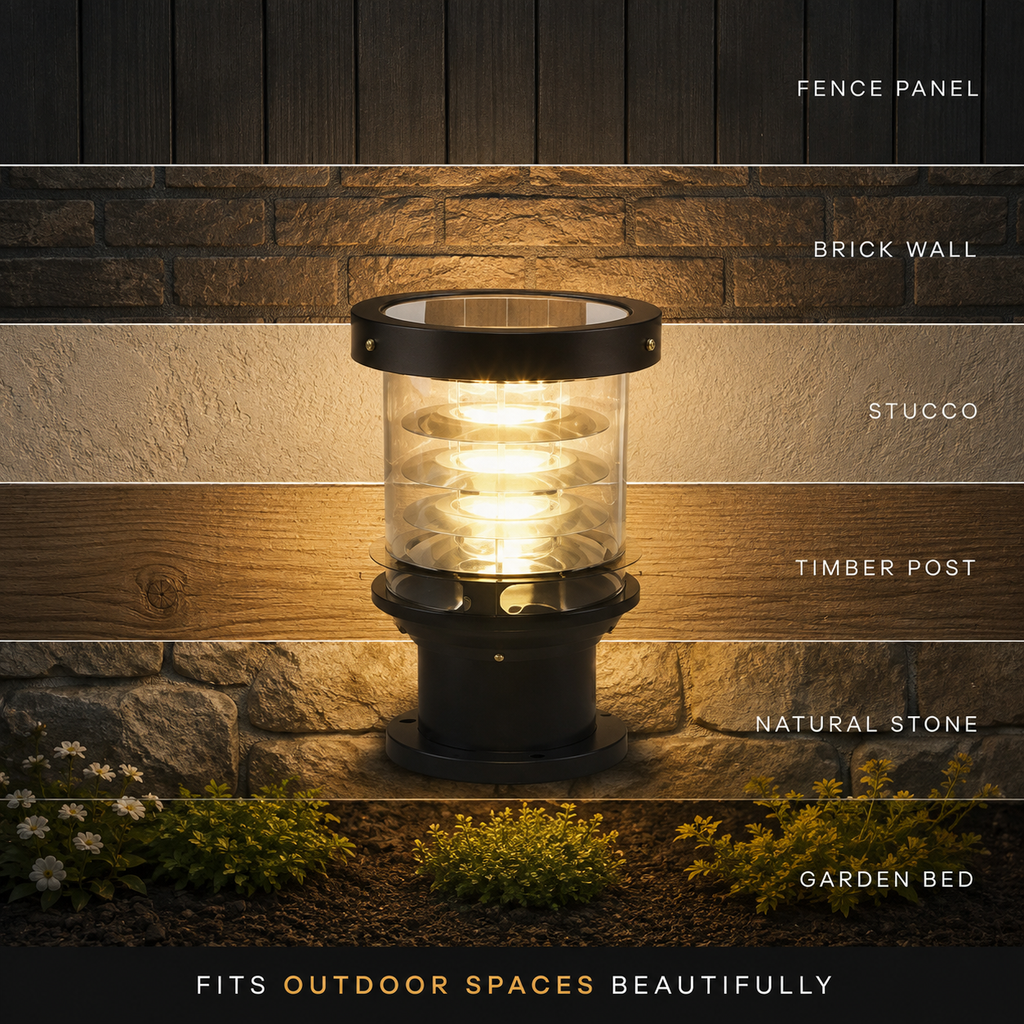 Outdoor Landscape Light, Tiered Cylinder Design, Die Cast Aluminum, Warm White 3000K 8