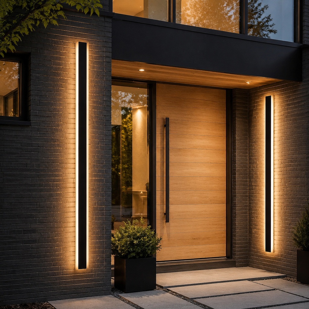 Outdoor Wall Light | Modern Linear LED Fixture, Aluminum And Acrylic, Black 0