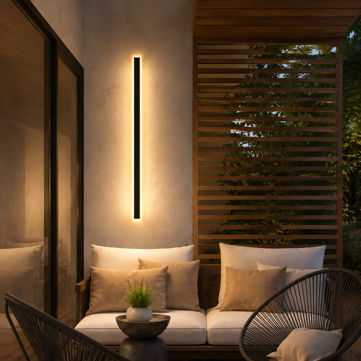 Outdoor Wall Light | Modern Linear LED Fixture, Aluminum And Acrylic, Black 1