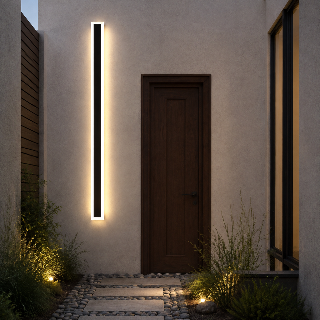 Outdoor Wall Light | Modern Linear LED Fixture, Aluminum And Acrylic, Black 2