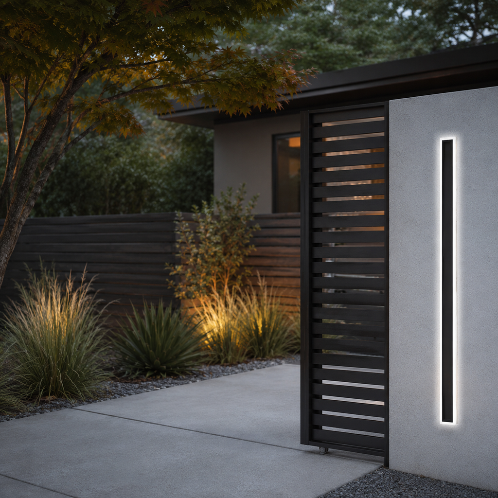 Outdoor Wall Light | Modern Linear LED Fixture, Aluminum And Acrylic, Black 4