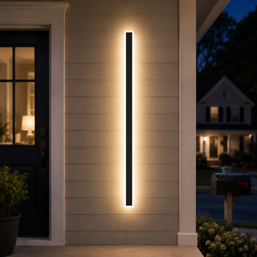 Outdoor Wall Sconce, Linear Vertical Design, Metal And Transparent Acrylic, LED Lighting 1