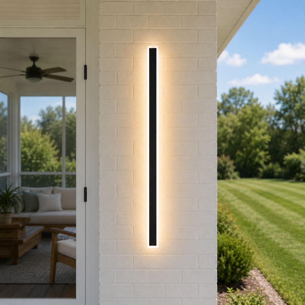 Outdoor Wall Sconce, Linear Vertical Design, Metal And Transparent Acrylic, LED Lighting 4