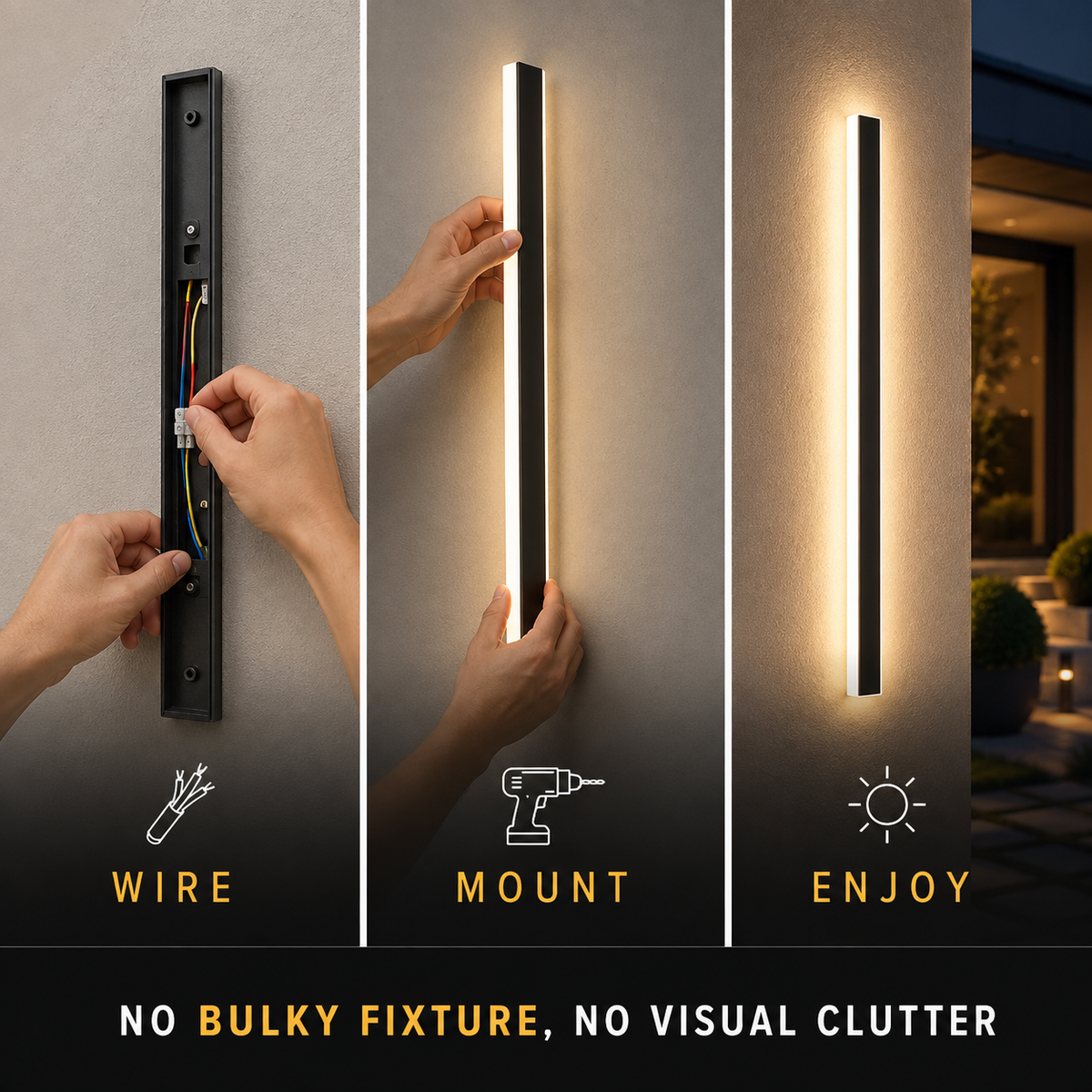 Outdoor Wall Sconce, Linear Vertical Design, Metal And Transparent Acrylic, LED Lighting 6