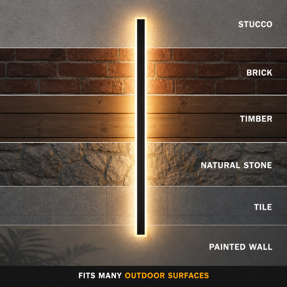 Outdoor Wall Sconce, Linear Vertical Design, Metal And Transparent Acrylic, LED Lighting 7