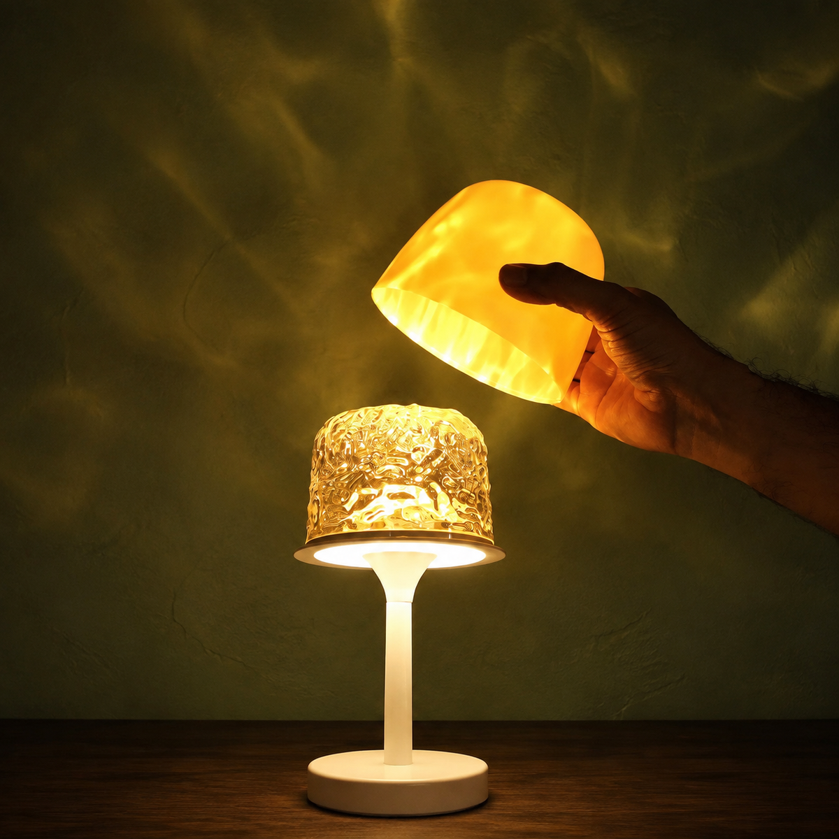 Portable Ambient Lamp | 16 Color Ripple Projection, Crystal Diffusion Dome, White 2