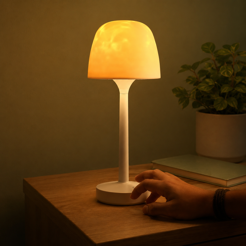 Portable Ambient Lamp | 16 Color Ripple Projection, Crystal Diffusion Dome, White 4