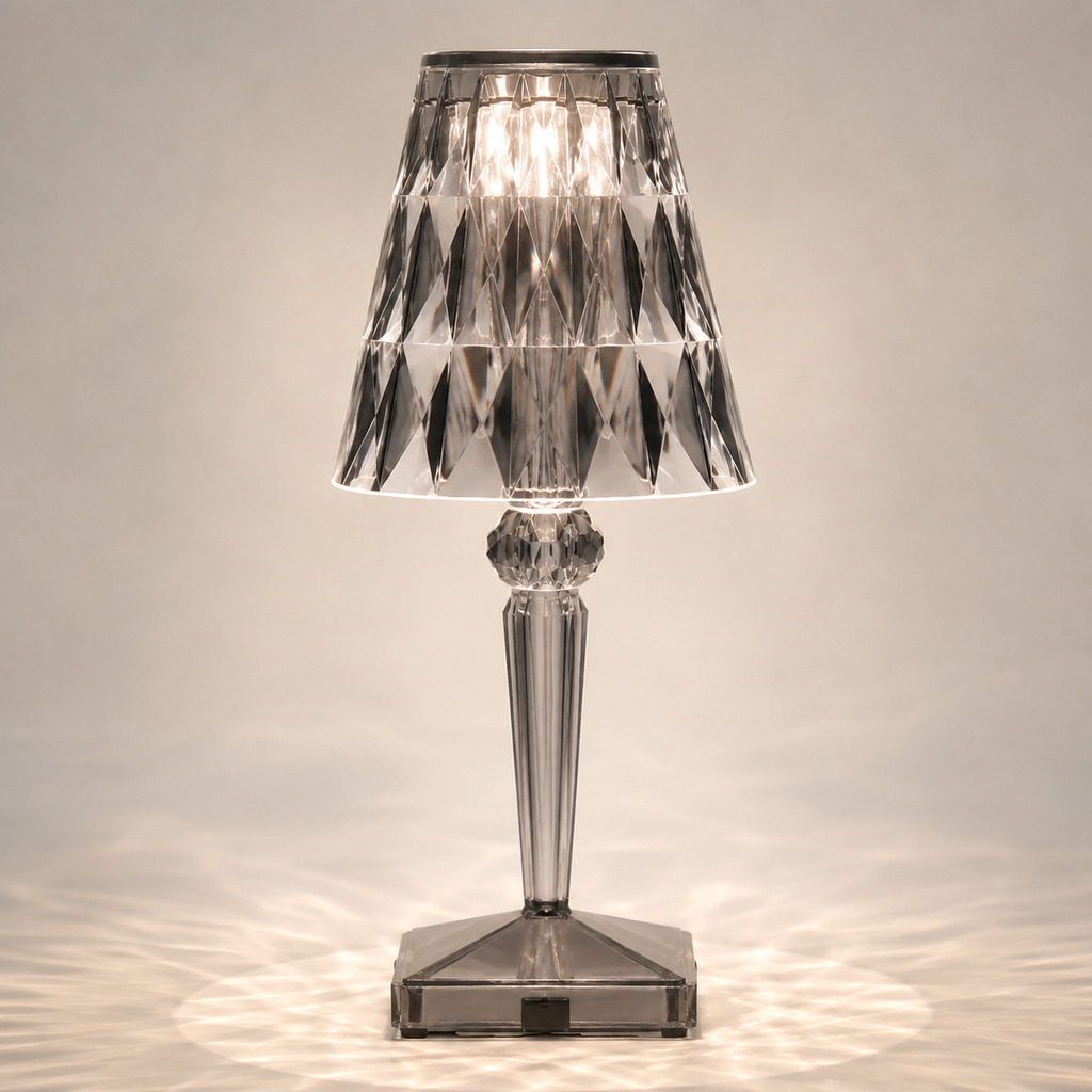 Rechargeable Table Lamp, Faceted Transparent Technopolymer, Touch Control, Three Dimmable Modes 10