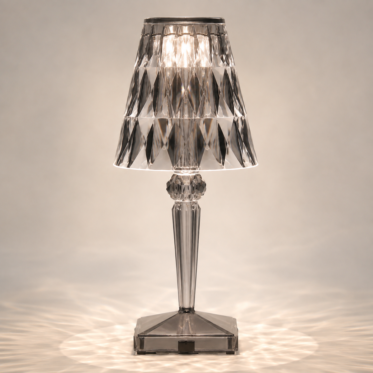 Rechargeable Table Lamp, Faceted Transparent Technopolymer, Touch Control, Three Dimmable Modes 10