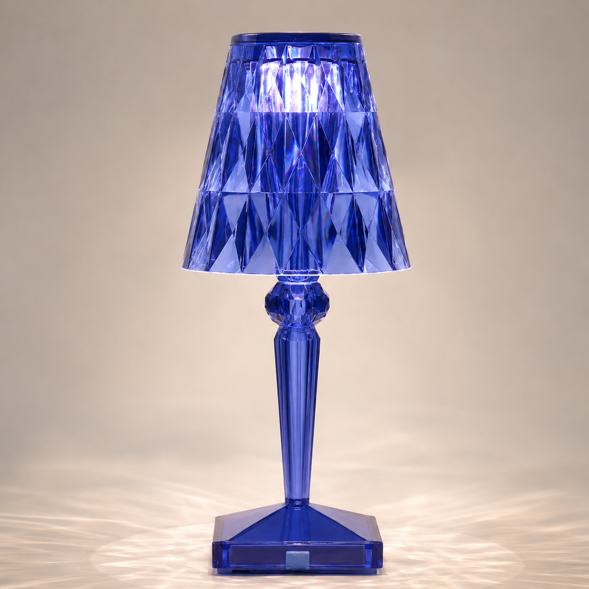 Rechargeable Table Lamp, Faceted Transparent Technopolymer, Touch Control, Three Dimmable Modes 11