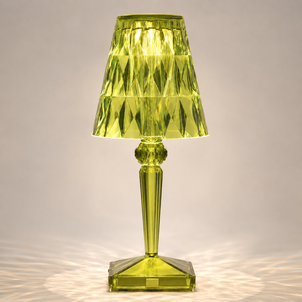 Rechargeable Table Lamp, Faceted Transparent Technopolymer, Touch Control, Three Dimmable Modes 12
