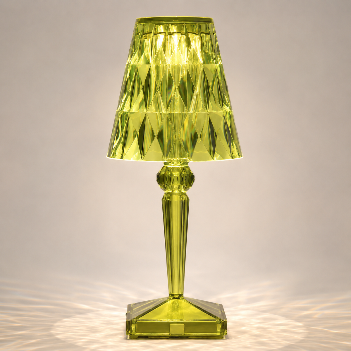 Rechargeable Table Lamp, Faceted Transparent Technopolymer, Touch Control, Three Dimmable Modes 12