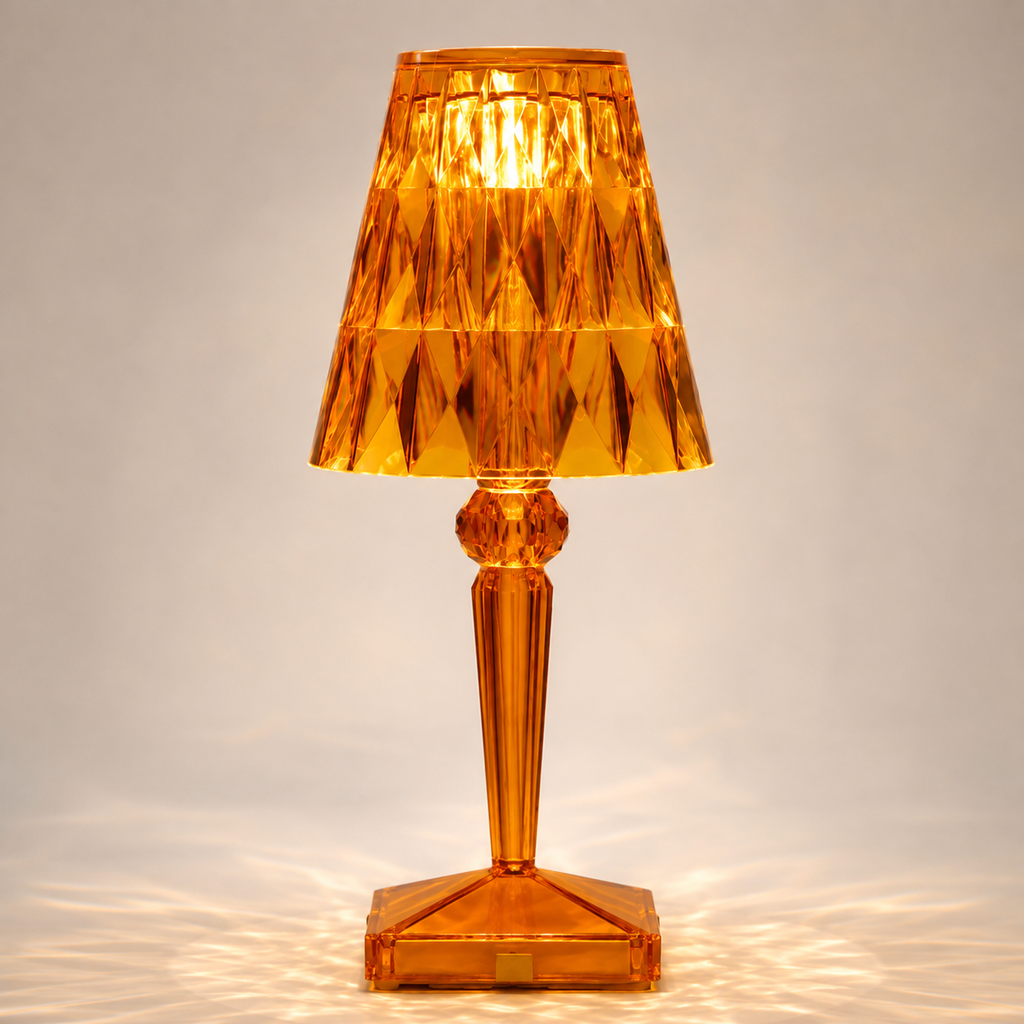 Rechargeable Table Lamp, Faceted Transparent Technopolymer, Touch Control, Three Dimmable Modes 9