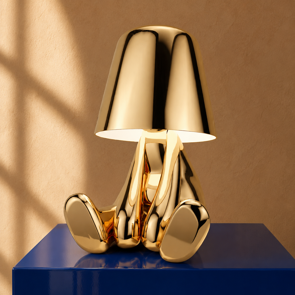 Sculptural Cordless Table Lamp | Five Thinker Styles, Touch Dimming, Polished Gold 0