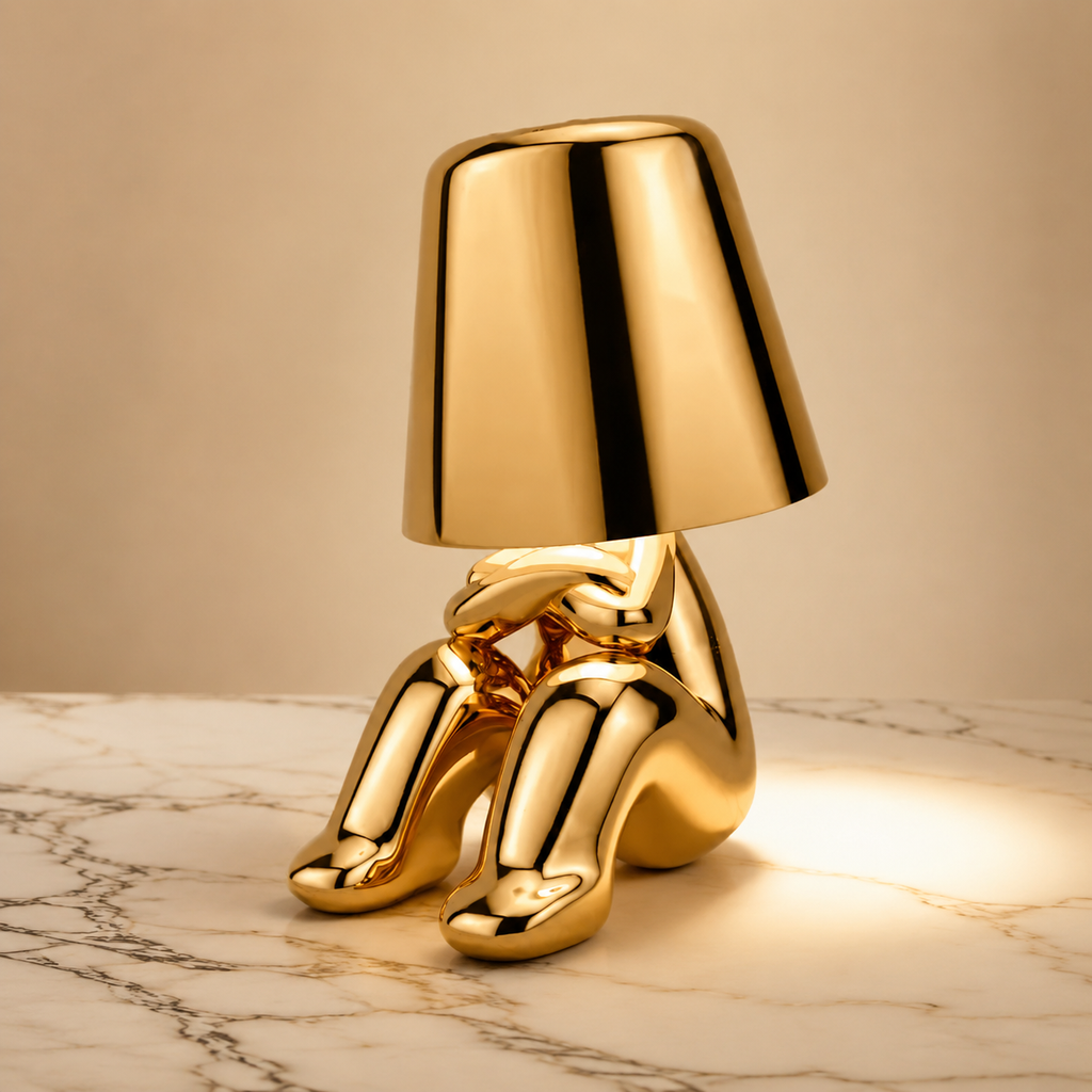 Sculptural Cordless Table Lamp | Five Thinker Styles, Touch Dimming, Polished Gold 3