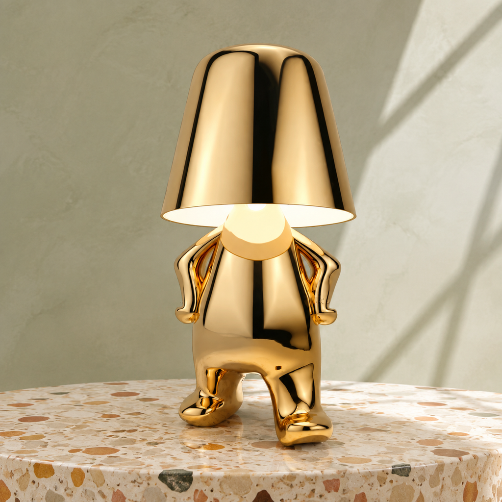 Sculptural Cordless Table Lamp | Five Thinker Styles, Touch Dimming, Polished Gold 4