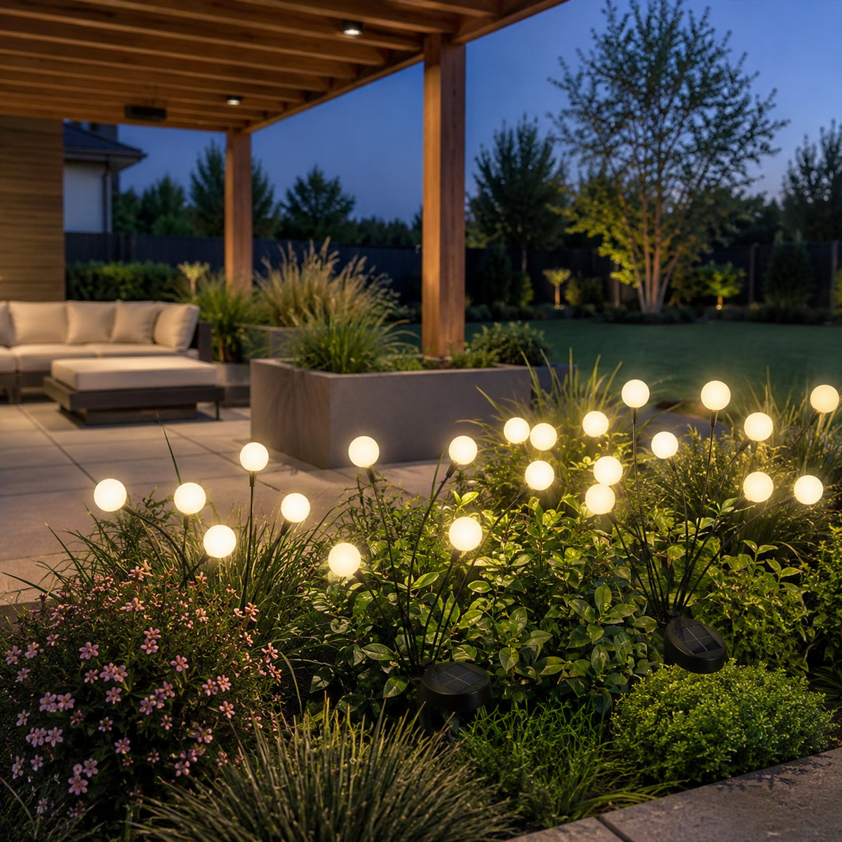 Solar Garden Light | Firefly Effect Outdoor LED Stake, Plastic, Warm White 2