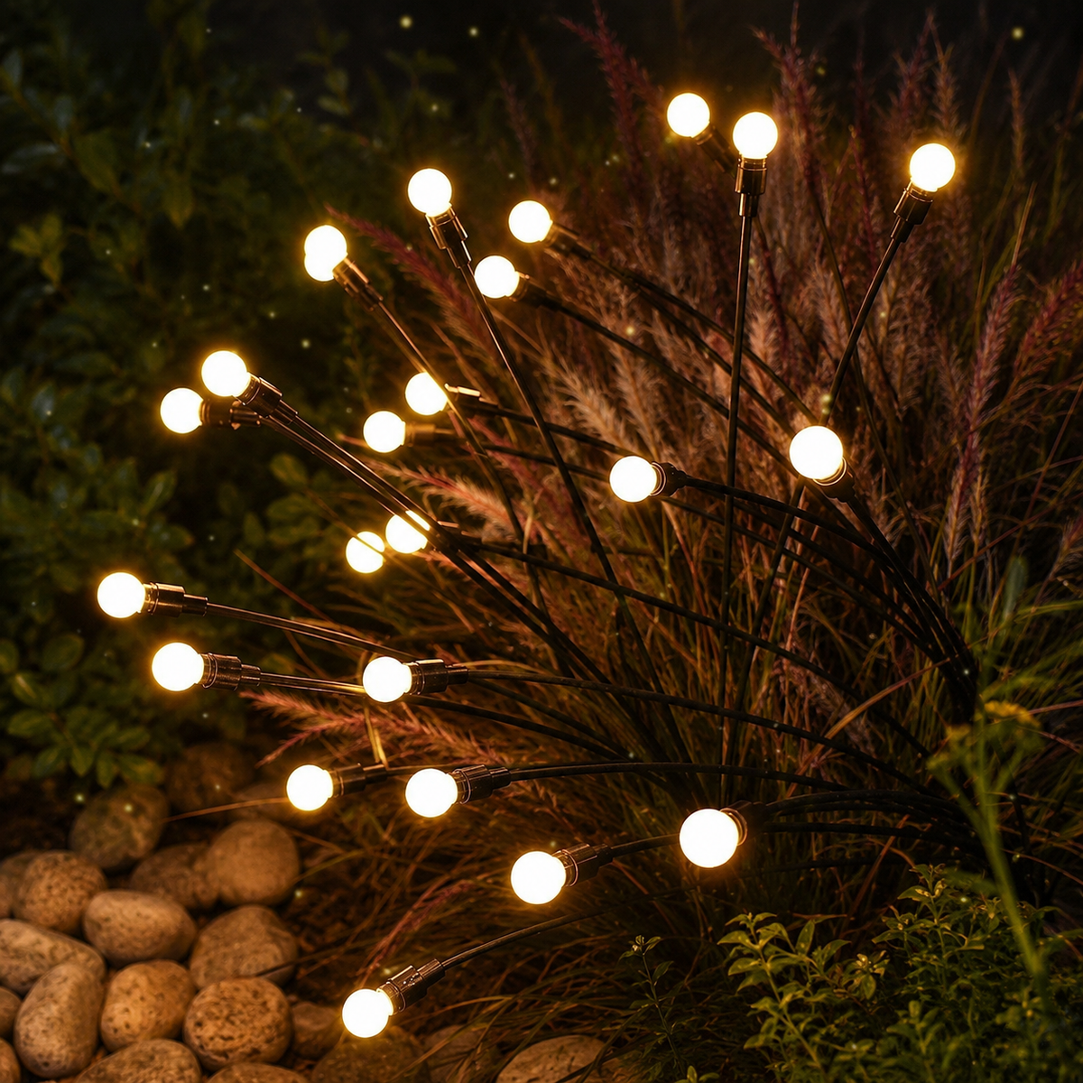 Solar Garden Light | Firefly Effect Outdoor LED Stake, Plastic, Warm White 4