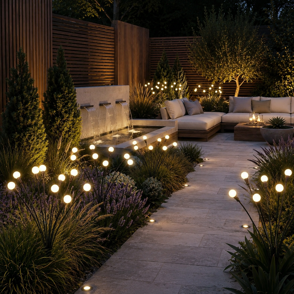 Solar Garden Lights, Swaying Firefly Design, Warm White LED, IP65 Waterproof 0