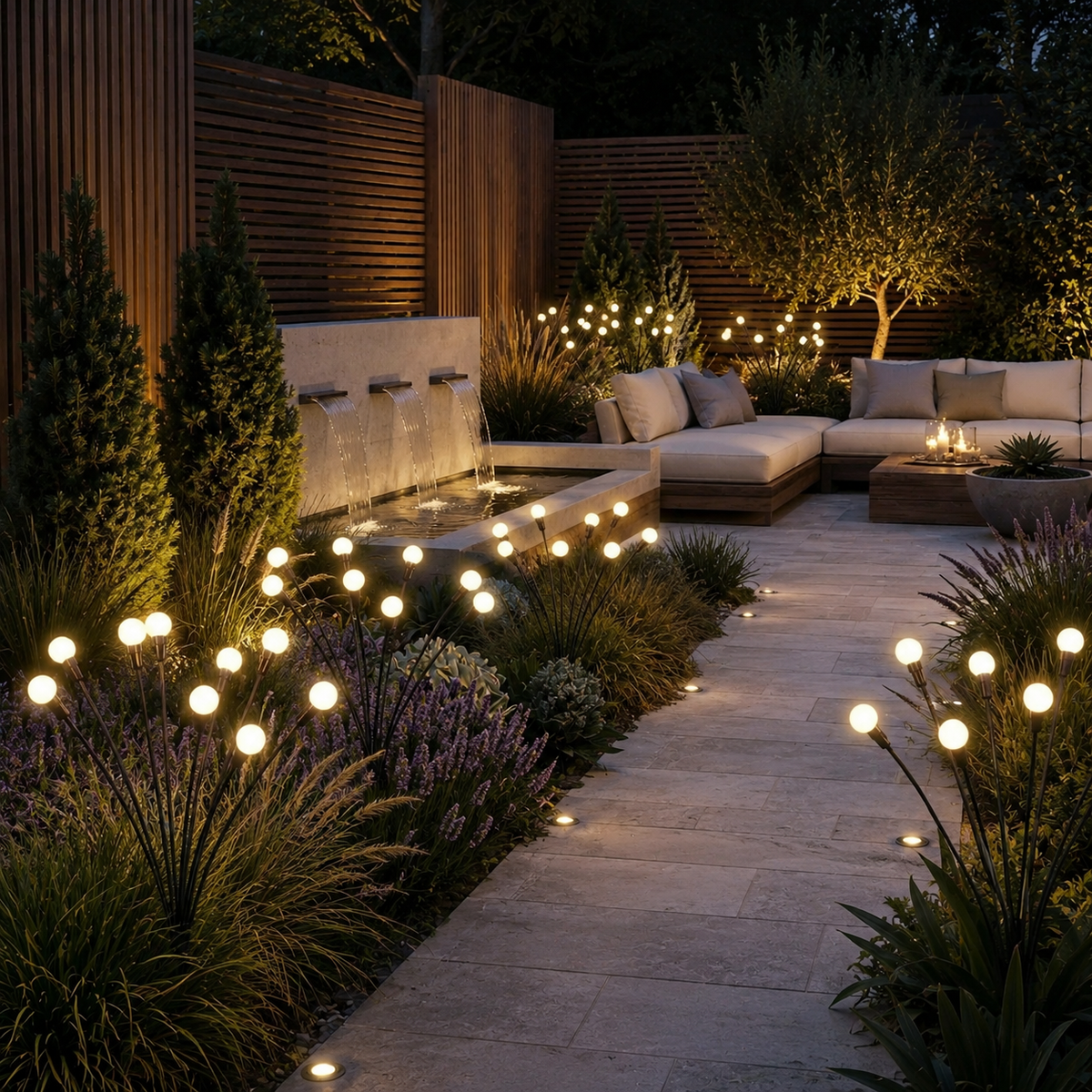 Solar Garden Lights, Swaying Firefly Design, Warm White LED, IP65 Waterproof 0