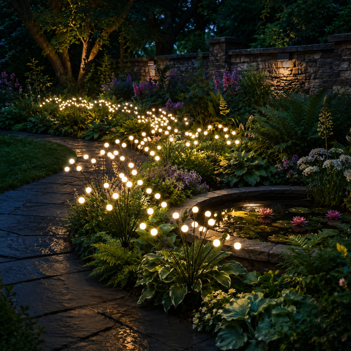Solar Garden Lights, Swaying Firefly Design, Warm White LED, IP65 Waterproof 1