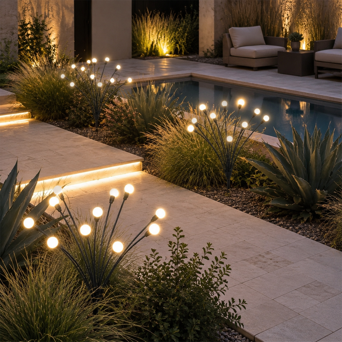 Solar Garden Lights, Swaying Firefly Design, Warm White LED, IP65 Waterproof 4