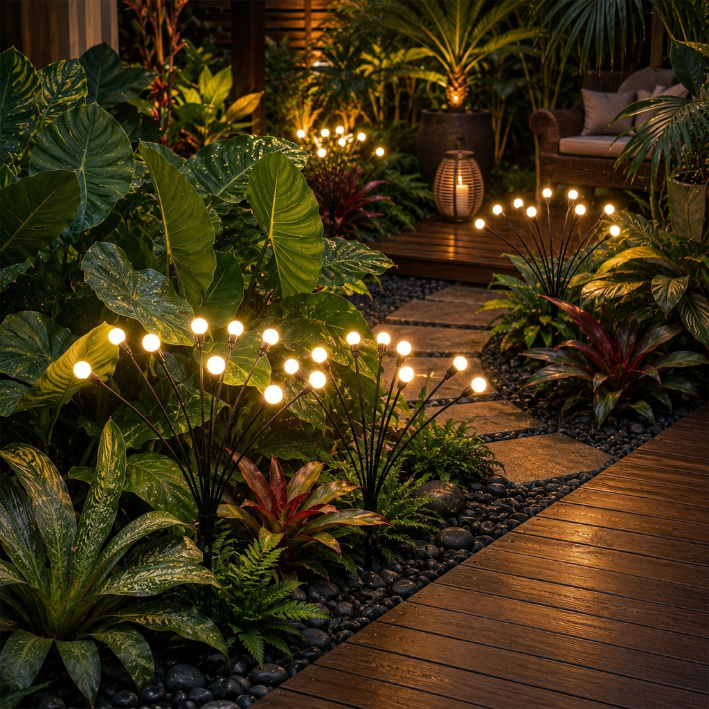 Solar Garden Lights, Swaying Firefly Design, Warm White LED, IP65 Waterproof 6