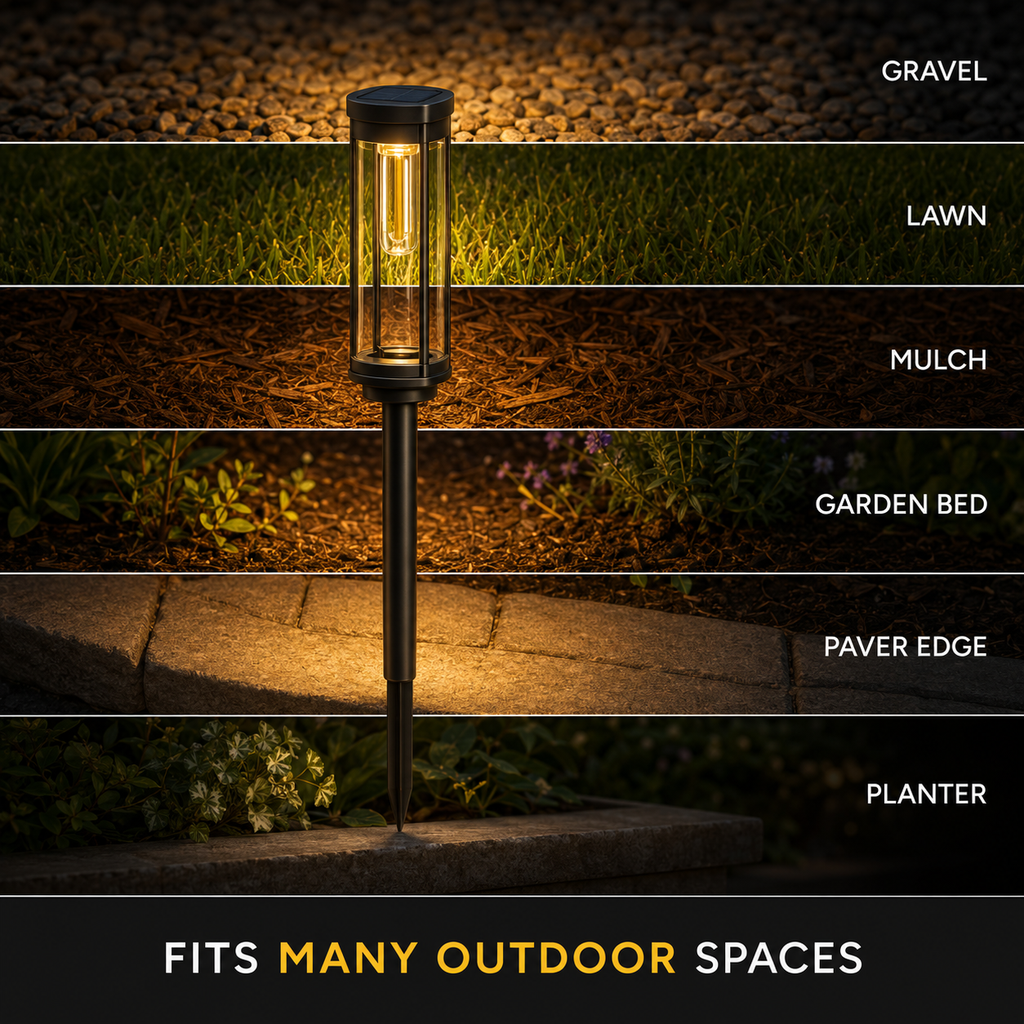 Solar Garden Pathway Light, Waterproof Wireless Outdoor Accent Lighting, Black Finish 2