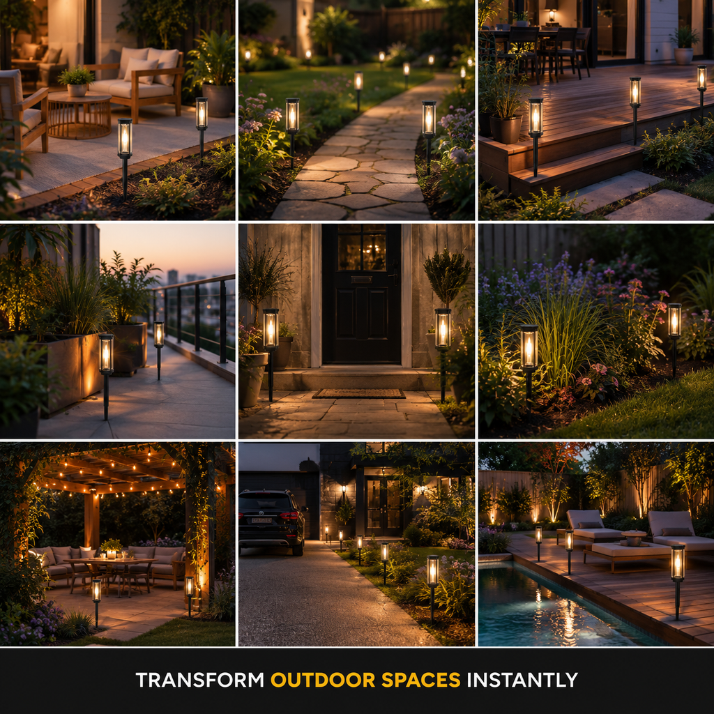 Solar Garden Pathway Light, Waterproof Wireless Outdoor Accent Lighting, Black Finish 3