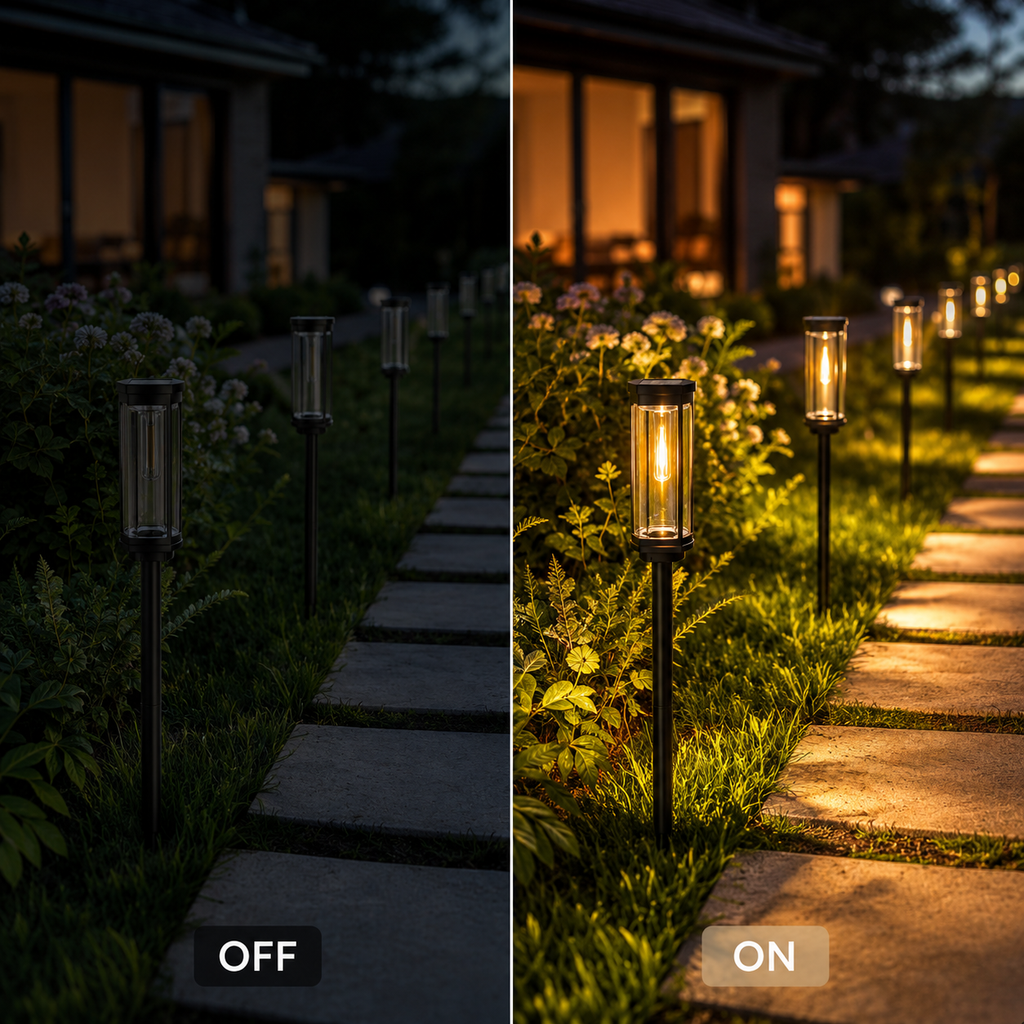 Solar Garden Pathway Light, Waterproof Wireless Outdoor Accent Lighting, Black Finish 7