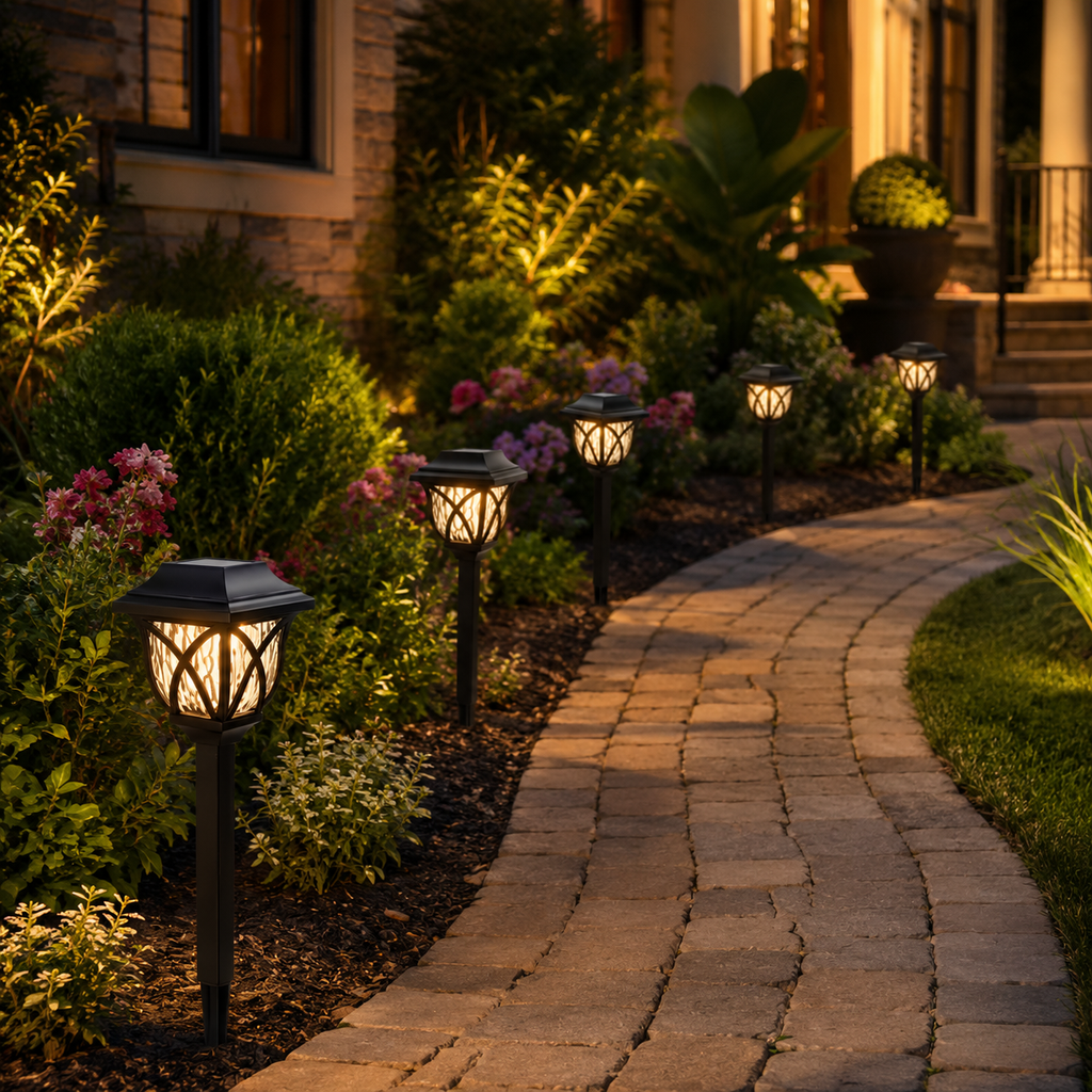 Solar Garden Stake Lights Set of 6 – Lantern Style, Warm White 2