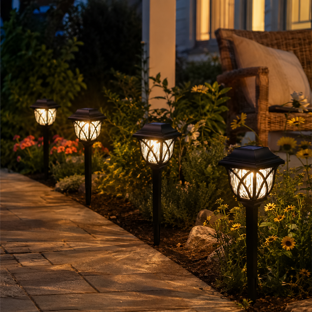 Solar Garden Stake Lights Set of 6 – Lantern Style, Warm White 3