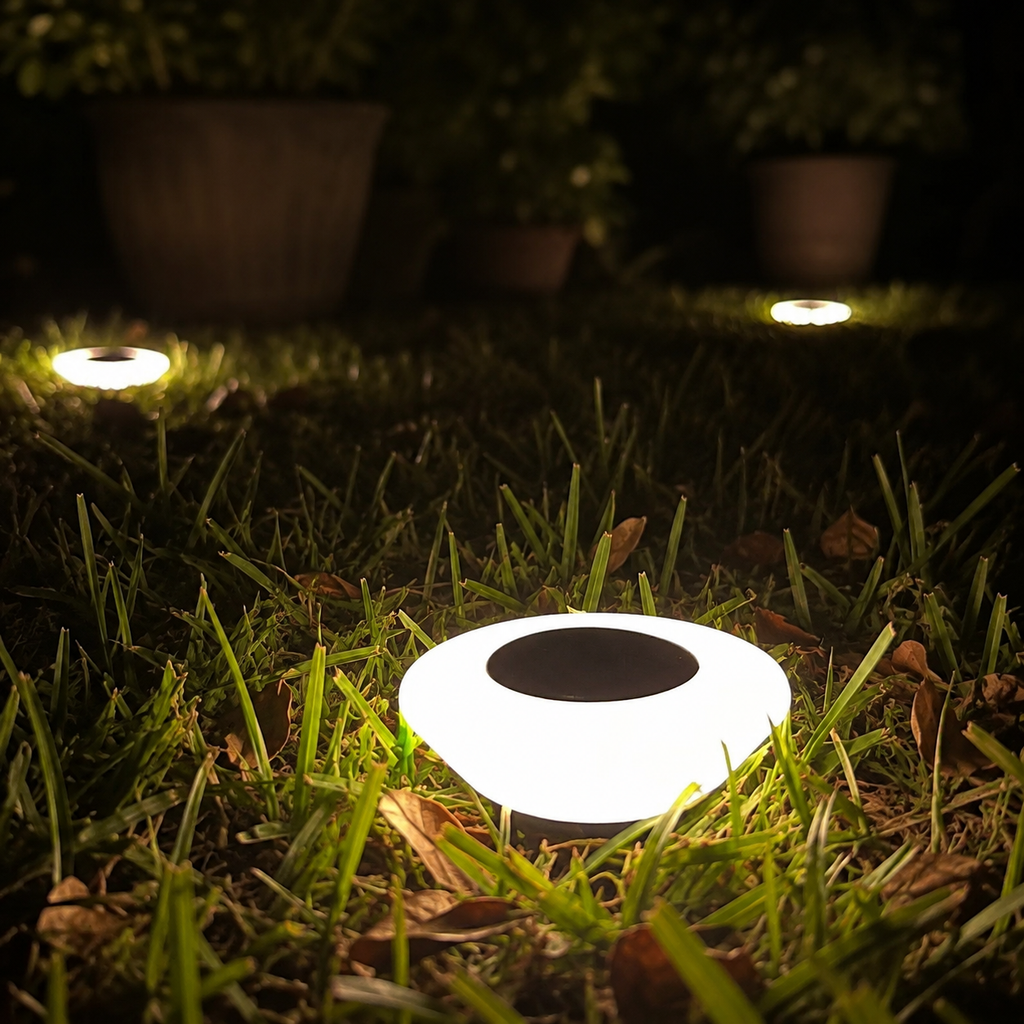 Solar Ground Light | 14 LED In Ground Pathway Lamp, ABS Plastic, White 2