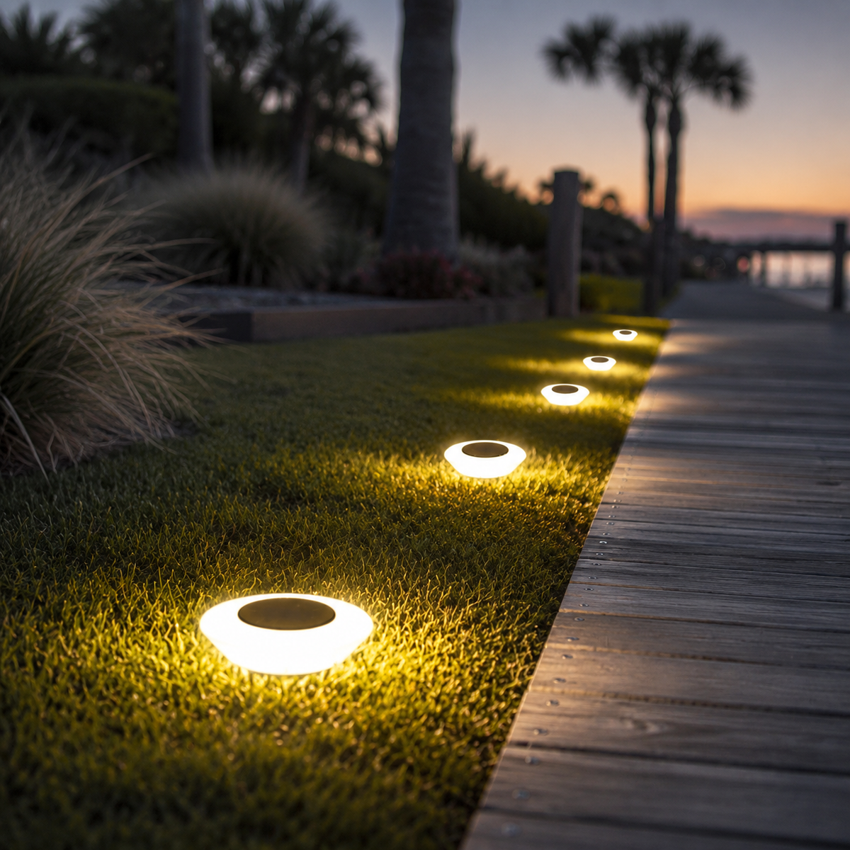 Solar Ground Light | 14 LED In Ground Pathway Lamp, ABS Plastic, White 3