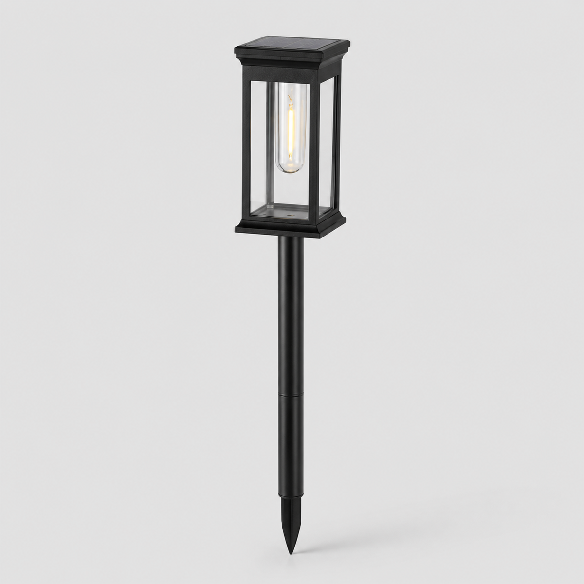 Solar Lantern Stake Lights Set of 4 – Filament Bulb Look, Warm White 0