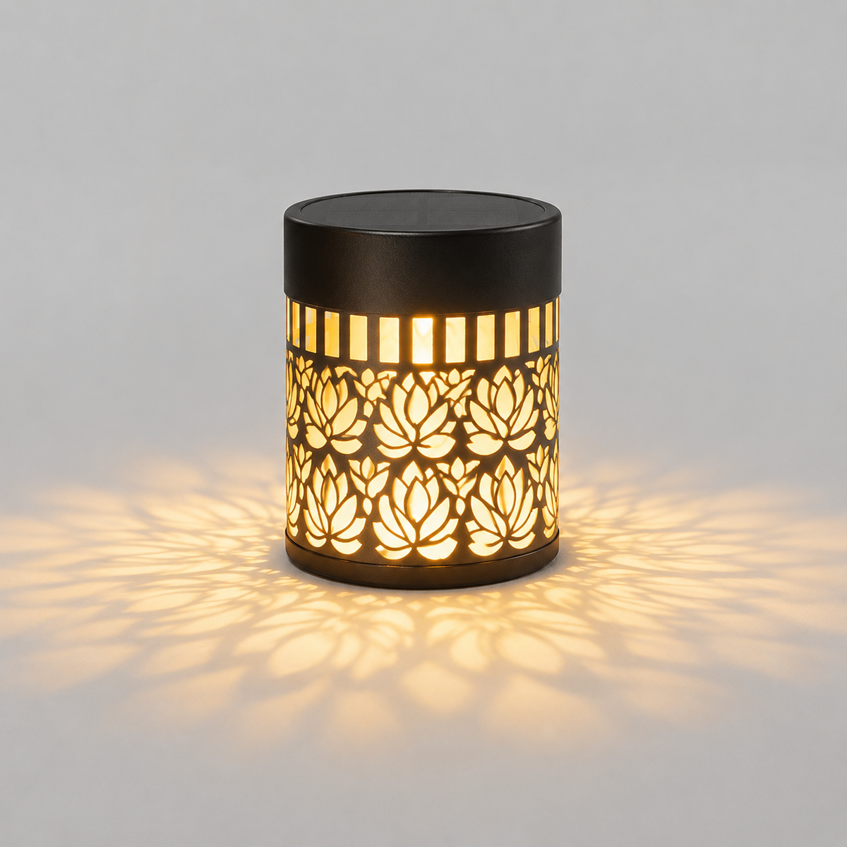 Solar Metal Lantern with Lotus Projection – Table, Wall or Hanging 0