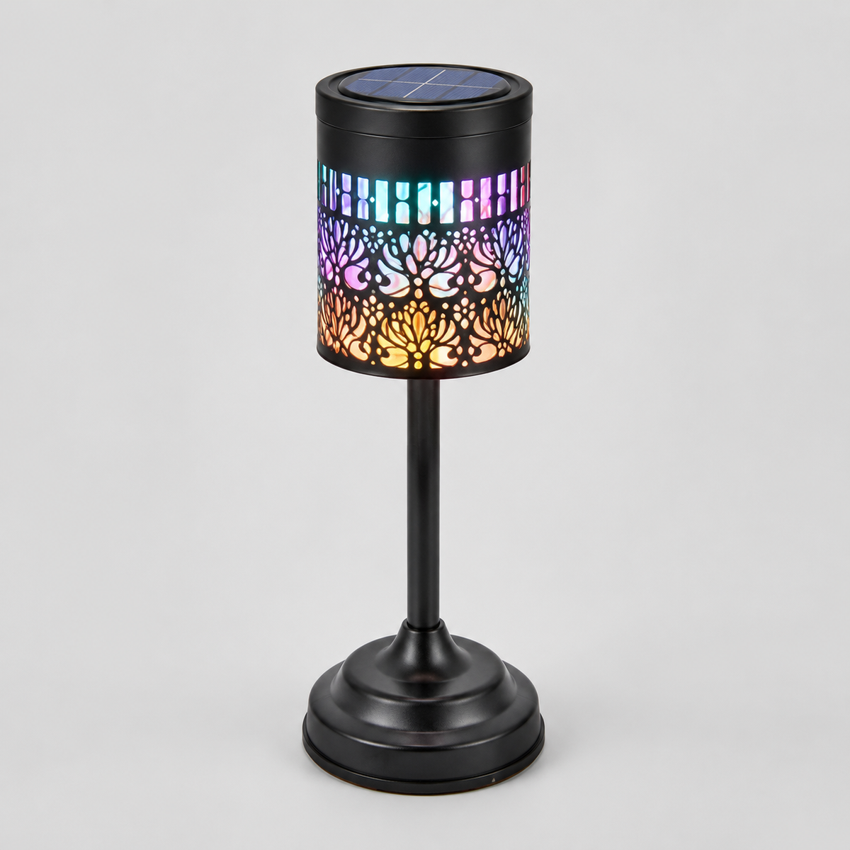 Solar Projection Table Lamp – Colorful Peony Pattern Light, Cordless Outdoor Lantern 0