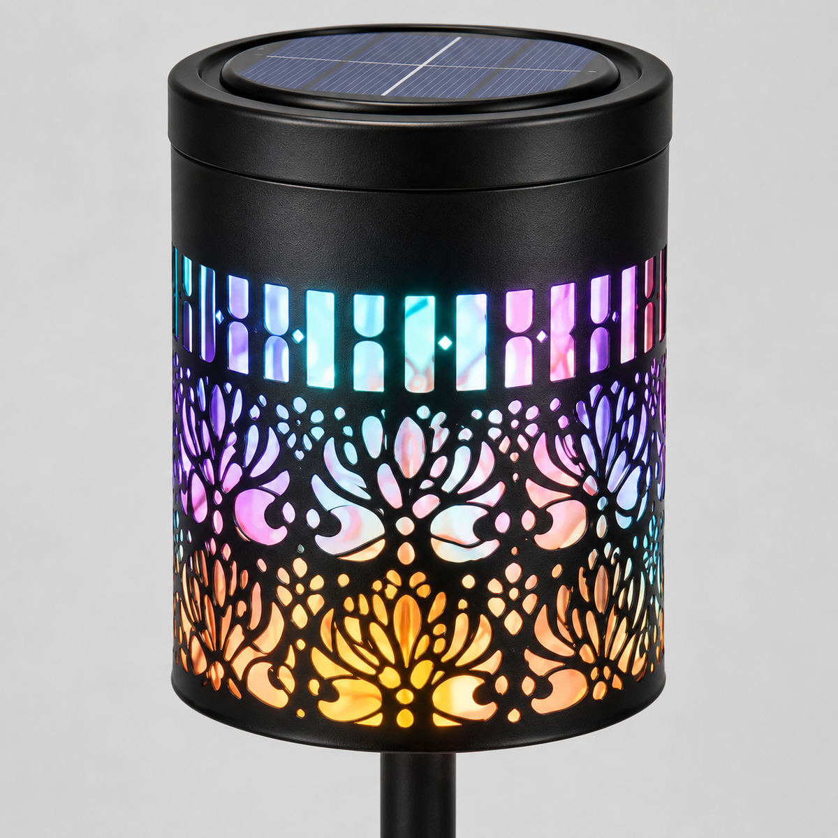 Solar Projection Table Lamp – Colorful Peony Pattern Light, Cordless Outdoor Lantern 1
