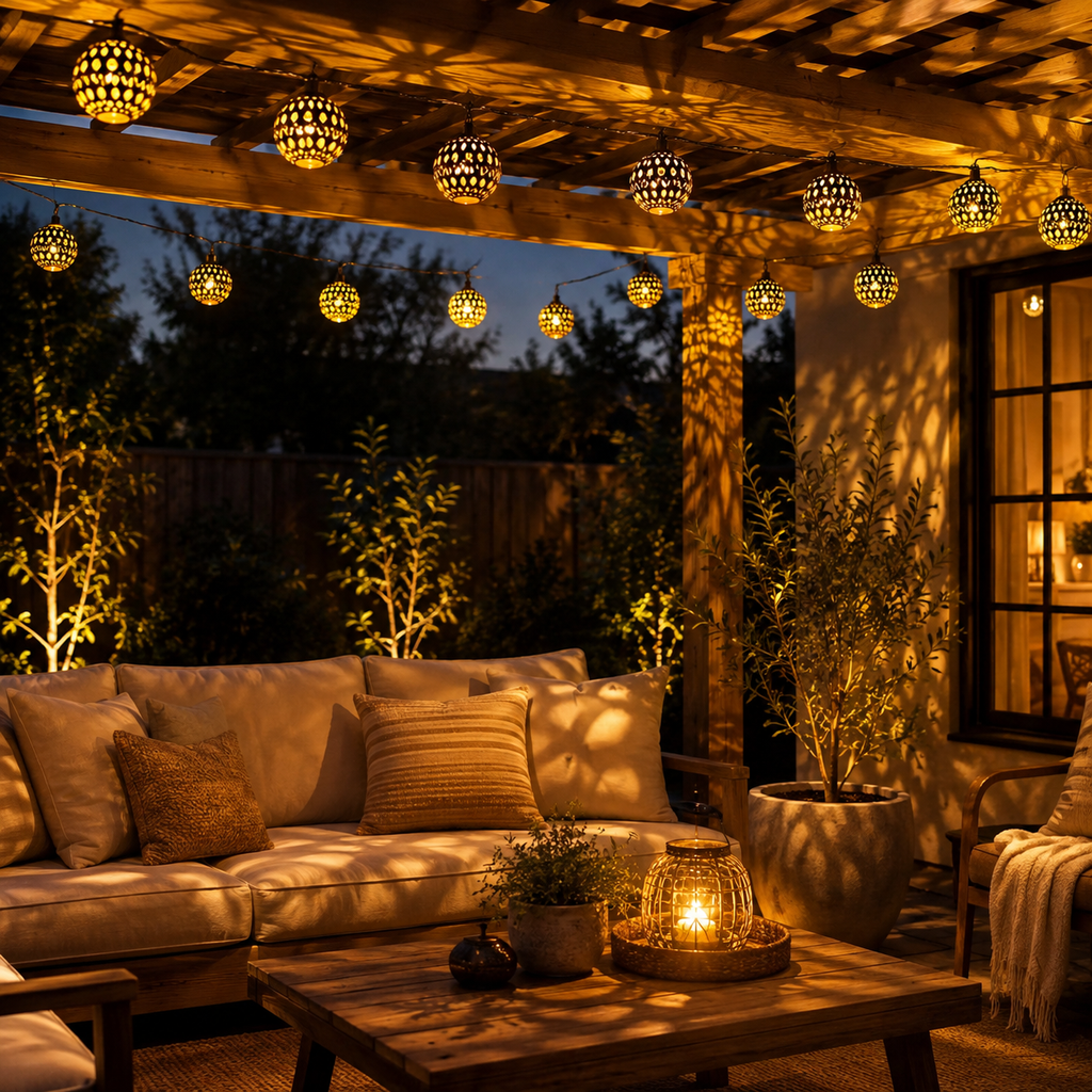 Solar String Lights, Moroccan Globe Design, Plastic, Warm LED Light 1